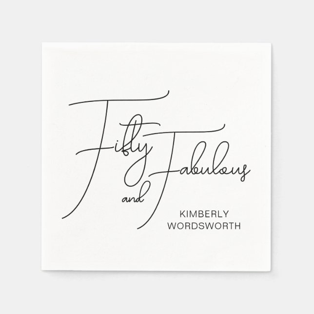 Modern Fifty and Fabulous 50th Birthday Party Serviette (Vorderseite)