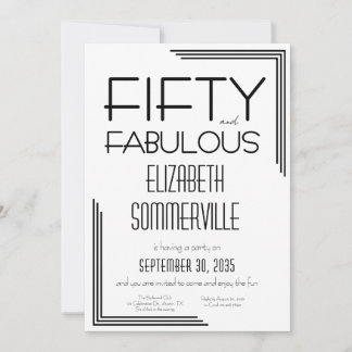 Modern Fifty and Fabulous Bold 50th Birthday Party Einladung