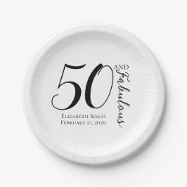 Modern Fifty and Fabulous Bold 50th Birthday Party Pappteller