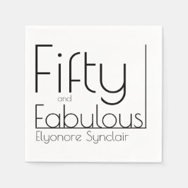 Modern Fifty and Fabulous Bold 50th Birthday Party Serviette