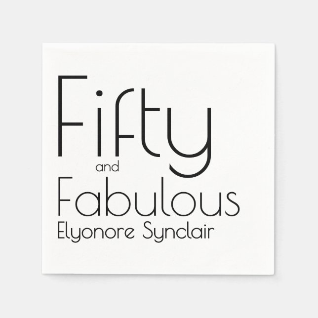 Modern Fifty and Fabulous Bold 50th Birthday Party Serviette (Vorderseite)