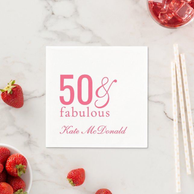 Modern Fifty and Fabulous Bold 50th Birthday Party Serviette (Beispiel)