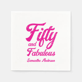 Modern Fifty and Fabulous Pink 50th Birthday Party Serviette