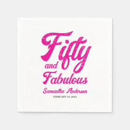 Modern Fifty and Fabulous Pink 50th Birthday Party Serviette