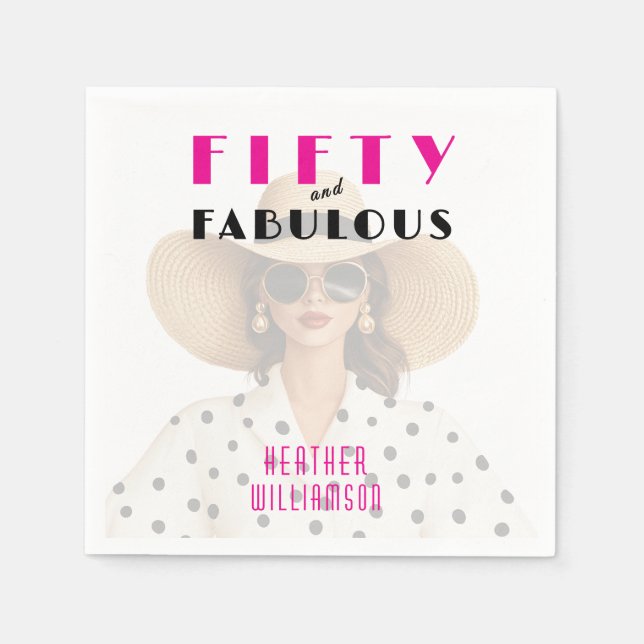 Modern Fifty and Fabulous Rosa Schwarz Serviette (Vorderseite)