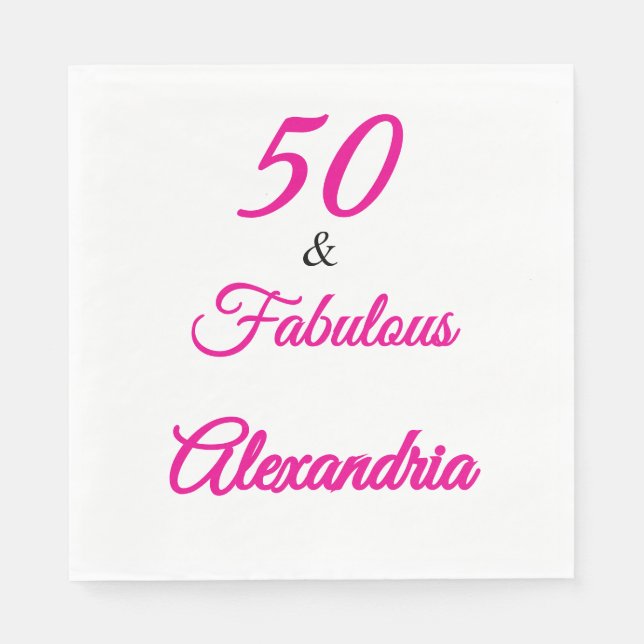 Modern Fifty &Fabulous Bold 50th Birthday Napkin Serviette (Vorderseite)