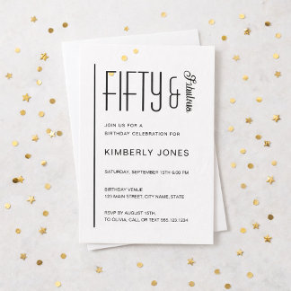 Modern Fifty & Fabulous Bold 50th Birthday Party Einladung