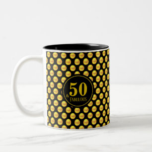 Modern Fifty & Fabulous mit goldenen Punkten auf S Zweifarbige Tasse