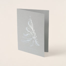 Modern Filigree Christmas Tree Silver Foil Card Folienkarte
