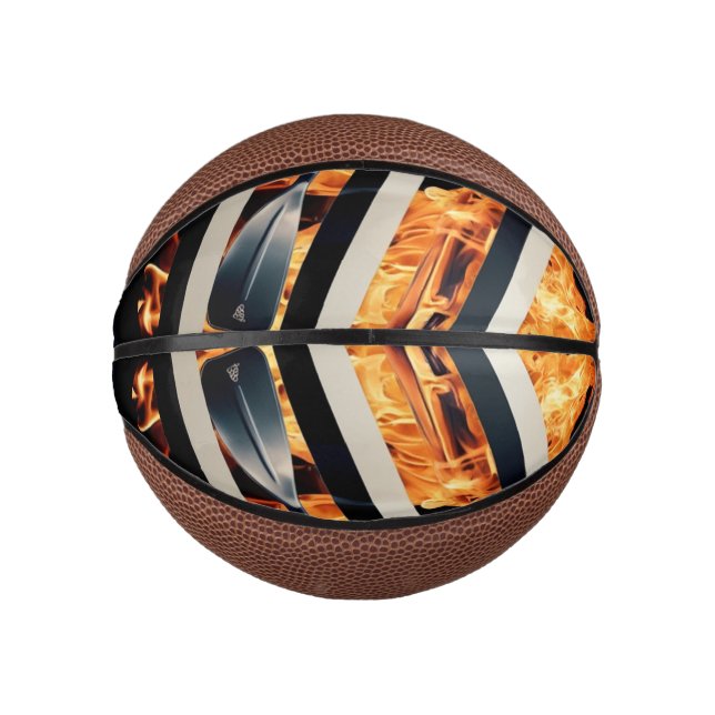 Modern Fire & Triple Stripe Bold Minimalist  Mini Basketball (Vorderseite)