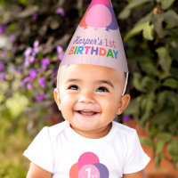 Modern First Birthday Girl Pink Lila Balloons