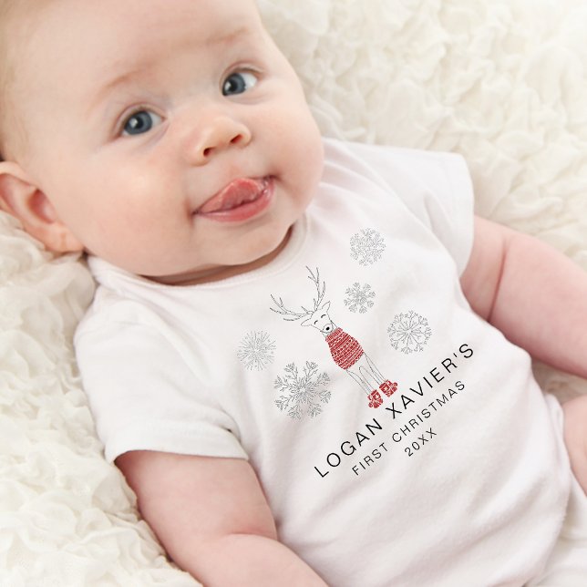 Modern First Christmas Cosy Reindeer Baby Strampler (Modern First Christmas Cozy Reindeer Baby Bodysuit)