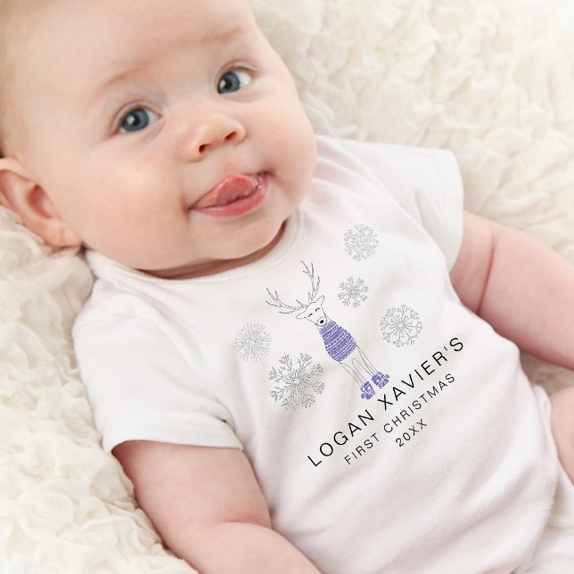 Modern First Christmas Cosy Reindeer Baby Strampler (Modern First Christmas Cozy Reindeer Baby Bodysuit)