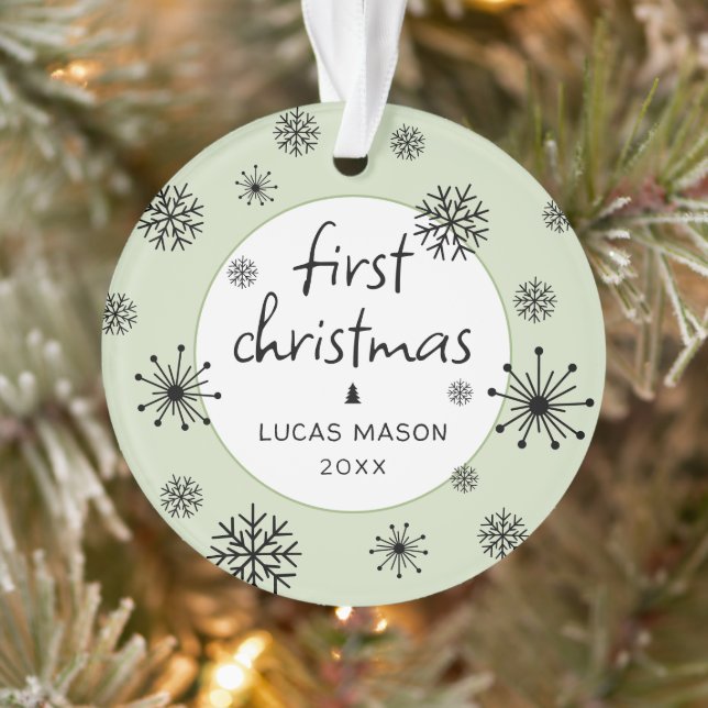Modern First Christmas Foto Baby Ornament (Baum)