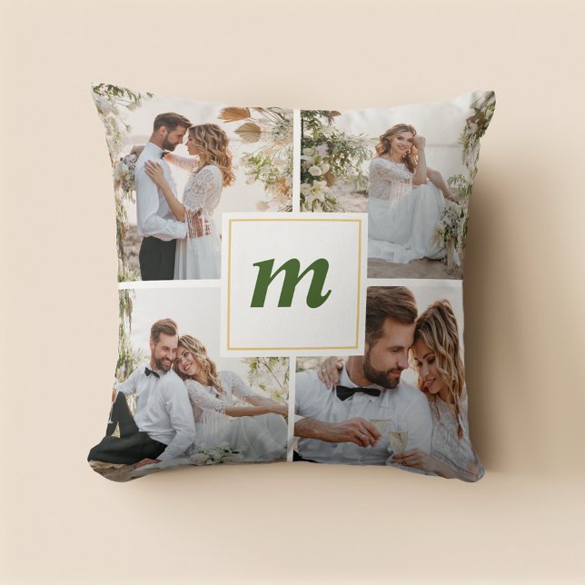 Modern First Christmas Verheiratet Couple Foto Kissen (Modern First Christmas Married Couple Photo Throw Pillow)