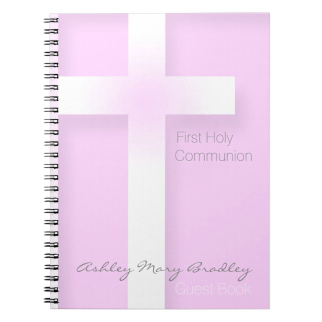 Modern First Holy Communion in Pink Guest Book Notizblock (Vorderseite)