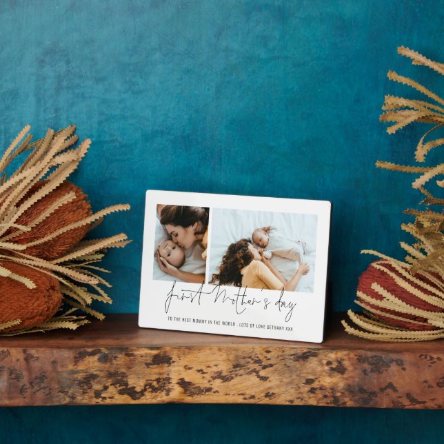 Modern First Mothers Day 2 Fotos Script Fotoplatte (Seite)