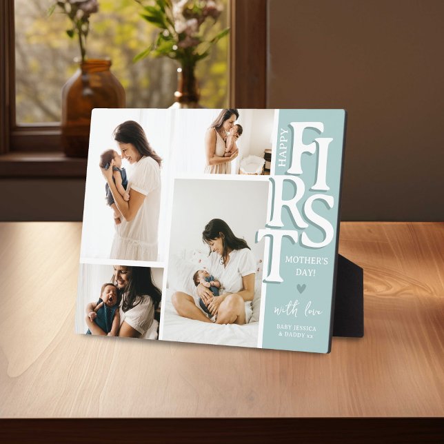 Modern First Mother's Day Picture Collage Keepake Fotoplatte (Von Creator hochgeladen)