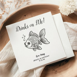 Modern Fish Wedding Cocktail Napkins Serviette