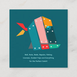 Modern Fishing Business Card with QR Code Quadratische Visitenkarte