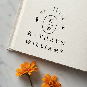 Modern Fleuron Monogramm Exlibris Buchzeichen Stem Gummistempel