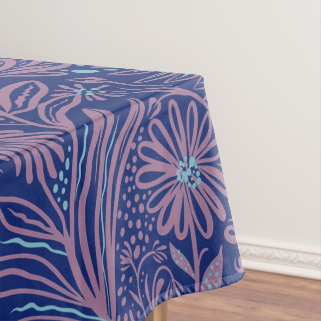 Modern | FLORABdruck | Mauve auf Royal Blue Tischdecke (Beispiel)