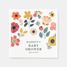 Modern Floral Baby Shower Serviette