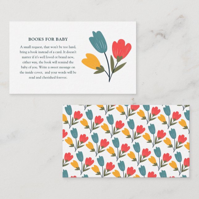 Modern Floral Books for Baby Begleitkarte (Vorne/Hinten)