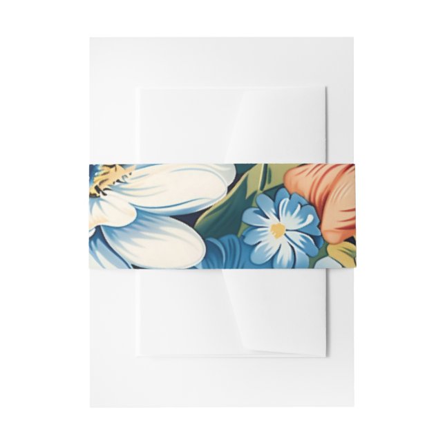 Modern Floral Botanical Wedding Einladungsbanderole (Vorderseite Beispiel)