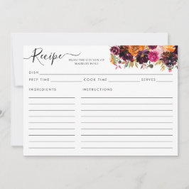 Modern Floral Burgund Terracotta Rosa Rezept Karte