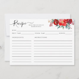 Modern Floral Burgundy Heilige Weihnachtsrezepkart