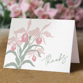 Modern floral Cattleya orchid dusty pink wedding Dankeskarte