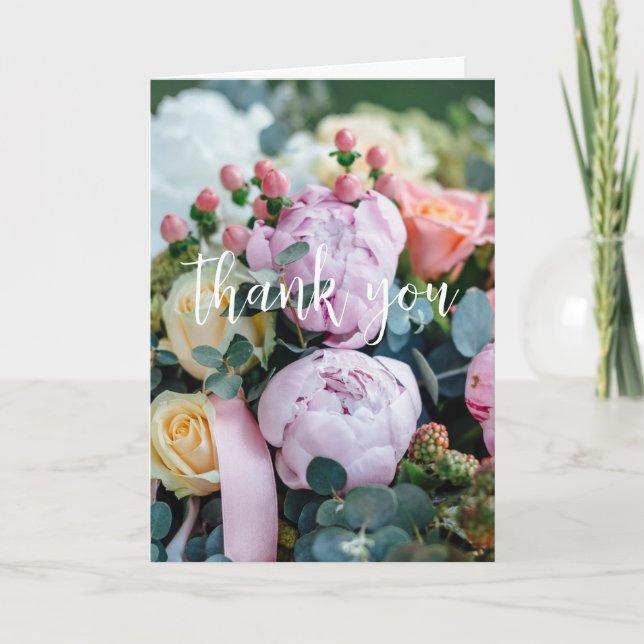 Modern Floral Chic Dankeschön Card Karte (Vorderseite)