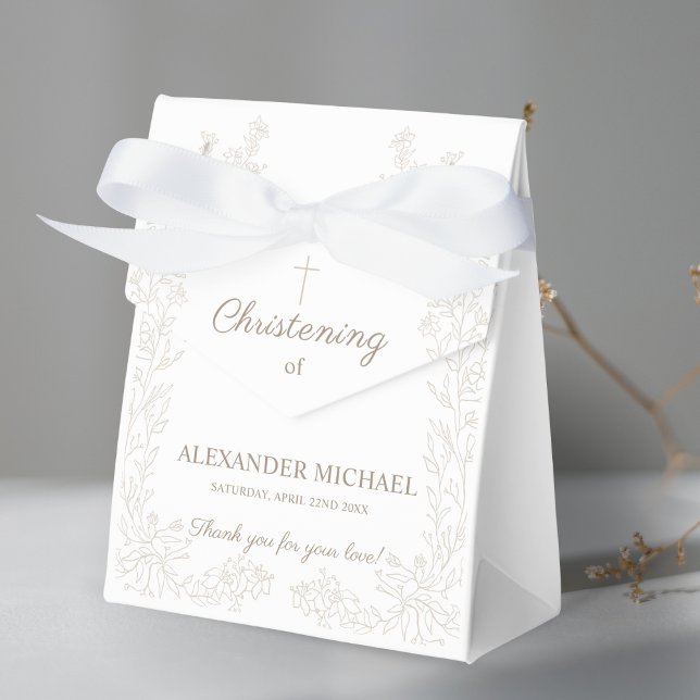 Modern Floral Cross Christening Baptism Thank You Geschenkschachtel (Von Creator hochgeladen)