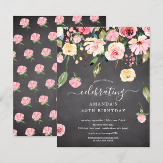Modern Floral Drop Pink Peonies Geburtstagsparty I Einladung