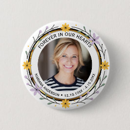 Modern Floral Forever in our Hearts Photo Button