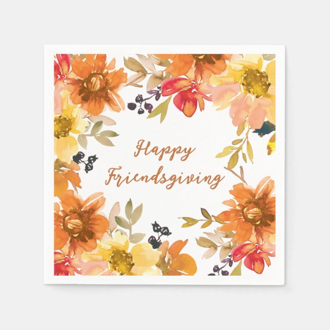 Modern Floral Friendsgiving  Serviette (Vorderseite)