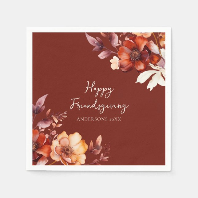 Modern Floral Friendsgiving  Serviette (Vorderseite)