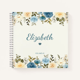 Modern Floral Girly Trendy Sketchbook Personalisie Notizbuch
