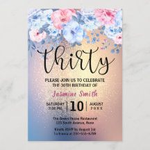 Modern Floral Gold Glitzer 30. Geburtstag