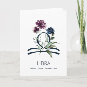 Modern Floral Libra Zodiac Star Geburtstagskarte Karte