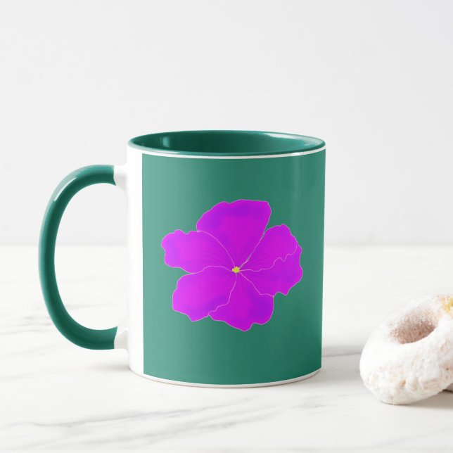 Modern floral Lila Emerald Green Tasse (Mit Donut)