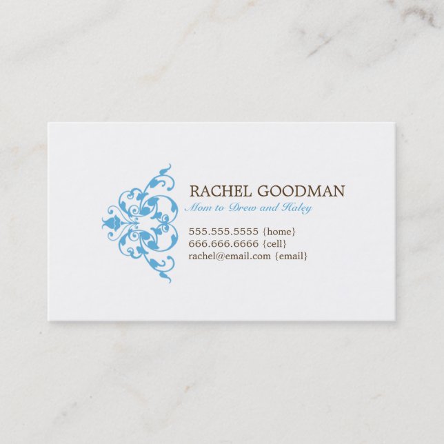 Modern Floral MOMOMY Card / Personal Calling Card Telefonnummerkarte (Vorderseite)