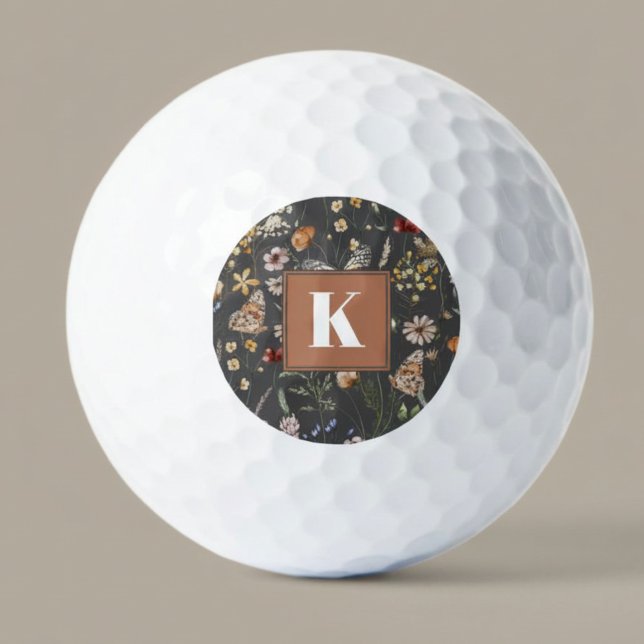 Modern Floral Monogram Golfball (Von Creator hochgeladen)