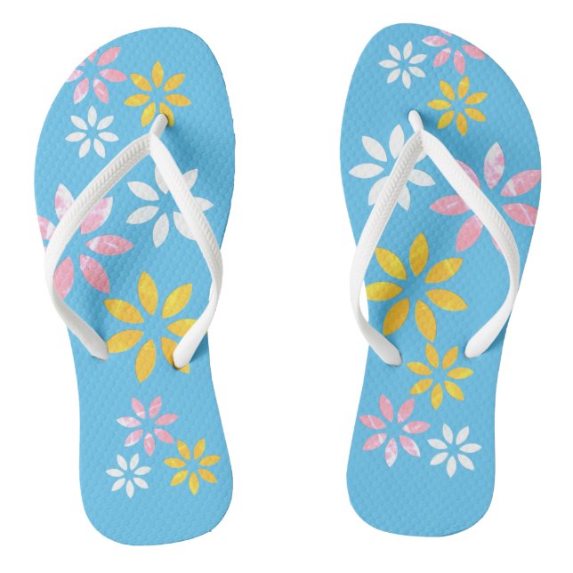 Modern Floral Pattern Beach Footwear Flip Flops (Fußbett)