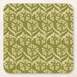 Modern Floral Pattern: White Umbel Flowers Rechteckiger Pappuntersetzer