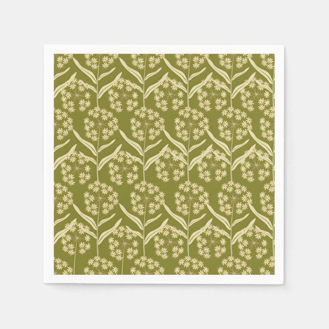 Modern Floral Pattern: White Umbel Flowers Serviette (Vorderseite)