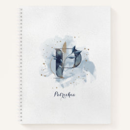 Modern Floral Personal Monogram Letter P Blue Notizbuch