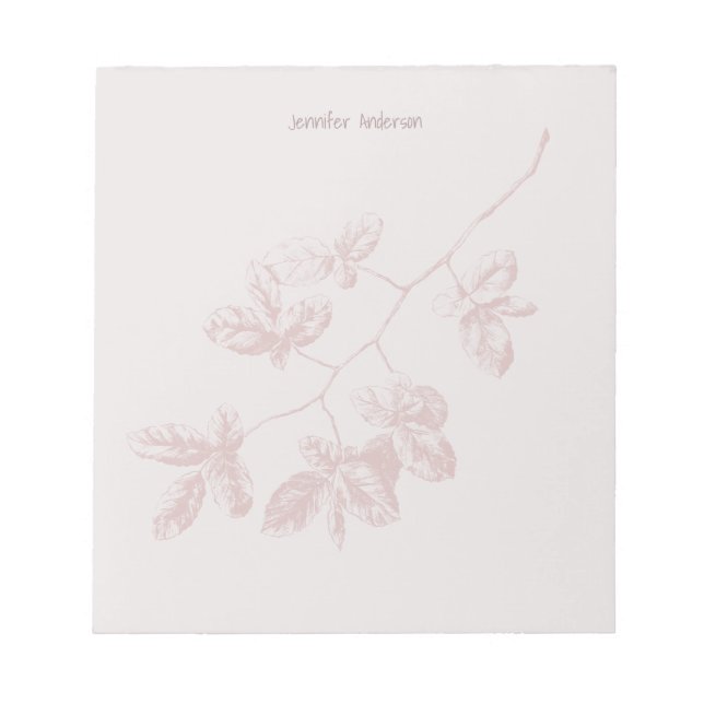 Modern Floral Personalize Name Mauve Blush Notizblock (Vorderseite)