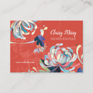 Modern Floral Scarlet Red Visitenkarte